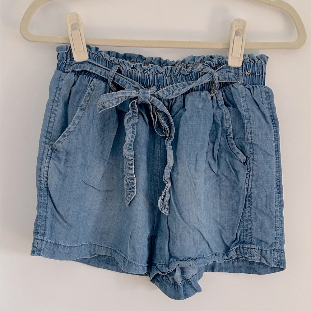 Knox Rose High Waist Blue Tie Shorts
